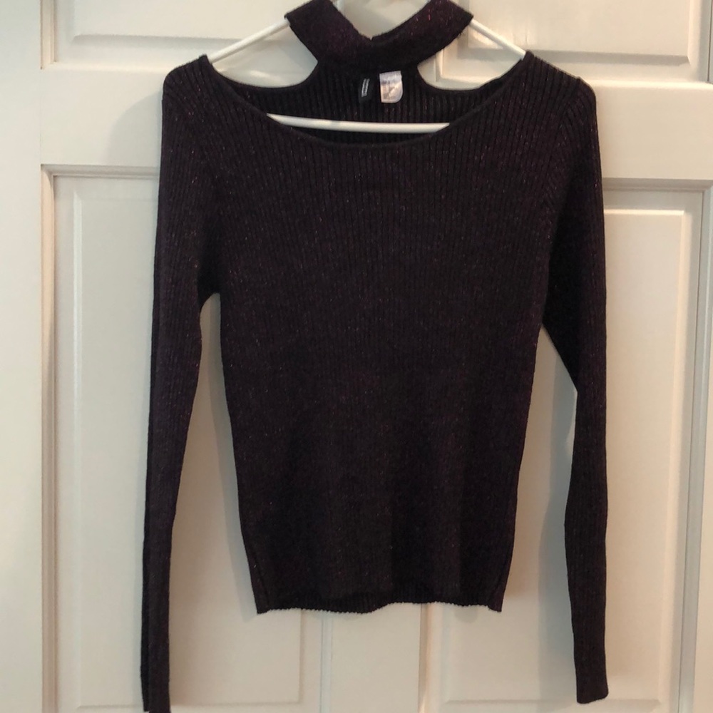 Purple sparkle Cutout sweater